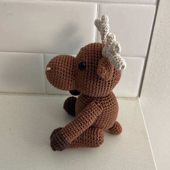 Handcrafted Moose Amigurumi Crochet Decor Toy Figure Outdoor Woodland Forest - Picture 6 of 11